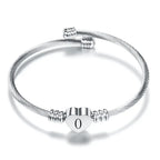 Women A-Z Initial Letter Love Heart Alphabet Name Cuff Bracelets - Moroveta