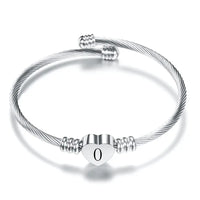 Women A-Z Initial Letter Love Heart Alphabet Name Cuff Bracelets - Moroveta