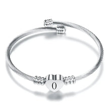 Cargar imagen en el visor de la galería, Women A-Z Initial Letter Love Heart Alphabet Name Cuff Bracelets - Moroveta