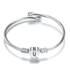 Women A-Z Initial Letter Love Heart Alphabet Name Cuff Bracelets - Moroveta