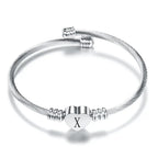 Women A-Z Initial Letter Love Heart Alphabet Name Cuff Bracelets - Moroveta