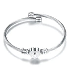 Women A-Z Initial Letter Love Heart Alphabet Name Cuff Bracelets - Moroveta