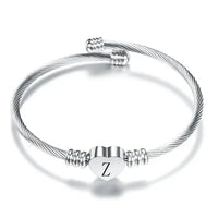 Women A-Z Initial Letter Love Heart Alphabet Name Cuff Bracelets - Moroveta